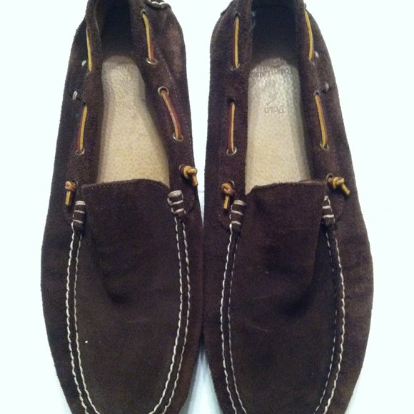 POLO RALPH LAUREN MENS PRE-OWNED BROWN LEATHER SUEDE SLIP-ON LOAFERS SIZE: 13D main image 12